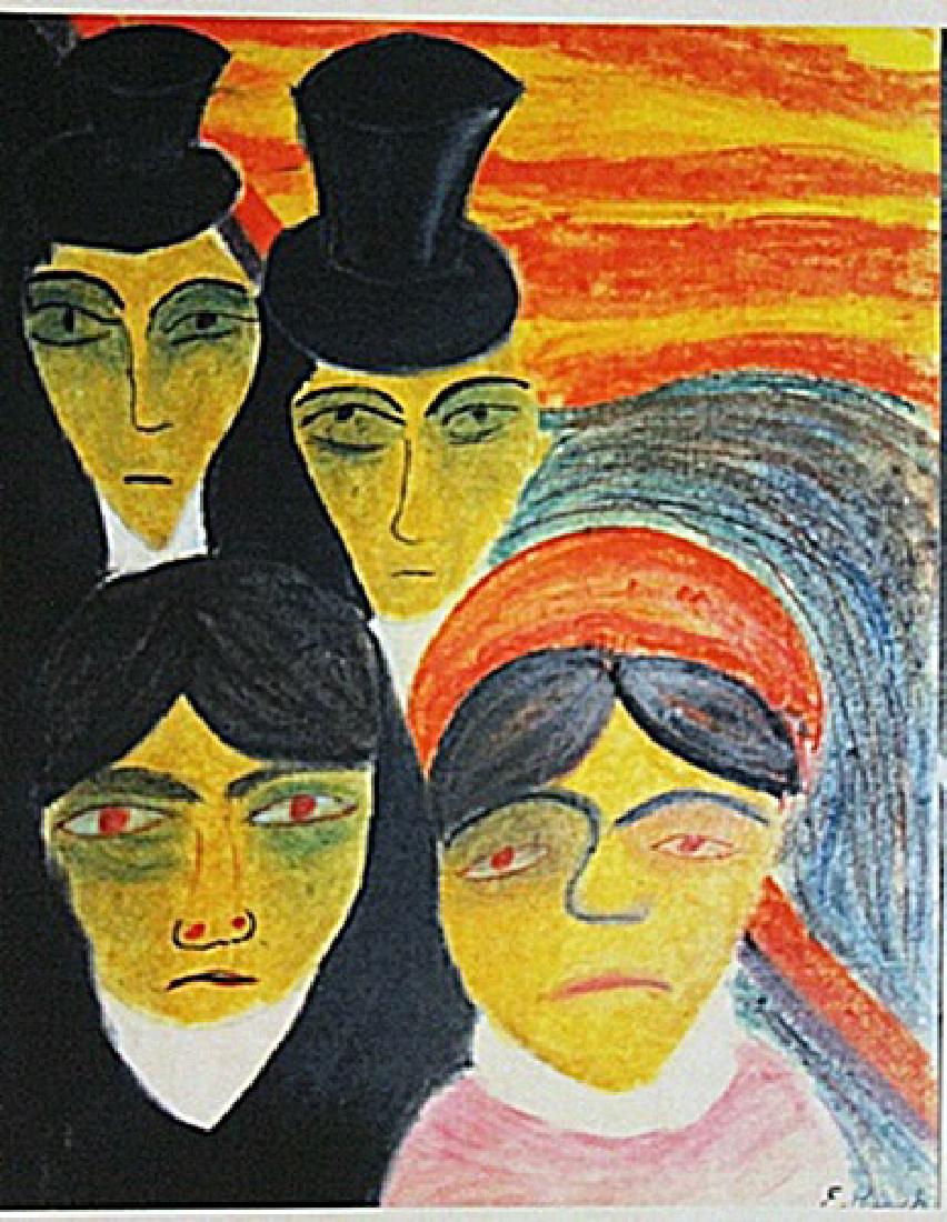 Edvard Munch - Melancholy: in the manner of Edvard Munch "Melancholy" pastel on paper circa. 1920, private collection approx. 19x13in. in the manner of Edvard Munch was a prolific yet perpetually troubled artist preoccupied wit