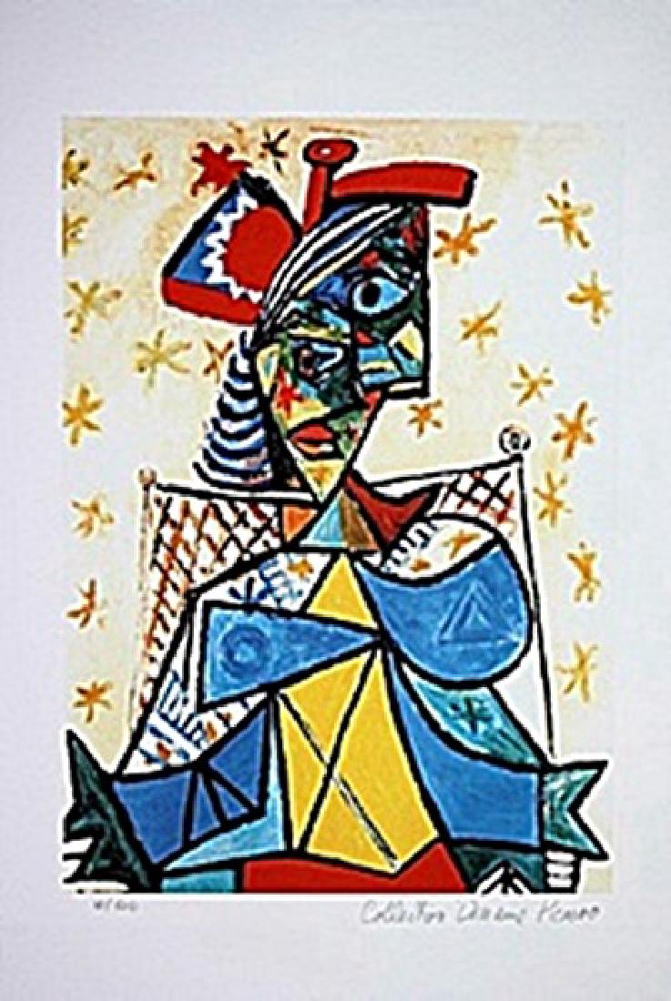 Picasso Limited Edition - Seated Woman With A Red And: Authentic Pablo Picasso limited edition, "Seated Woman With A Red And Blue Hat". From the Collection Domaine Picasso out of edition of 500. Number will vary. Comes with COA.