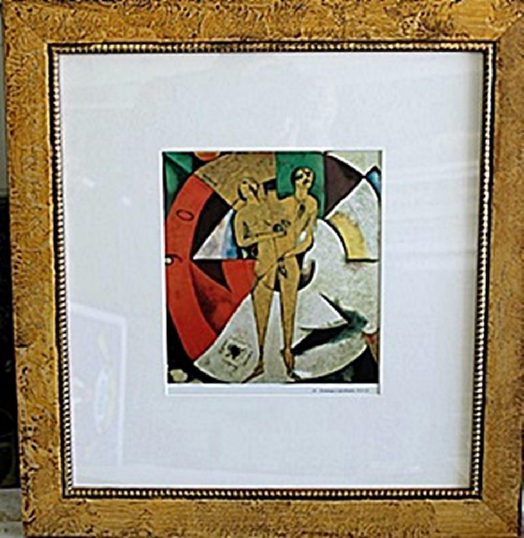 Framed Lithograph by Marc Chagall: Framed authentic lithograph Marc Chagall, Out of thee book, Size Approx. 19 x 18 In.