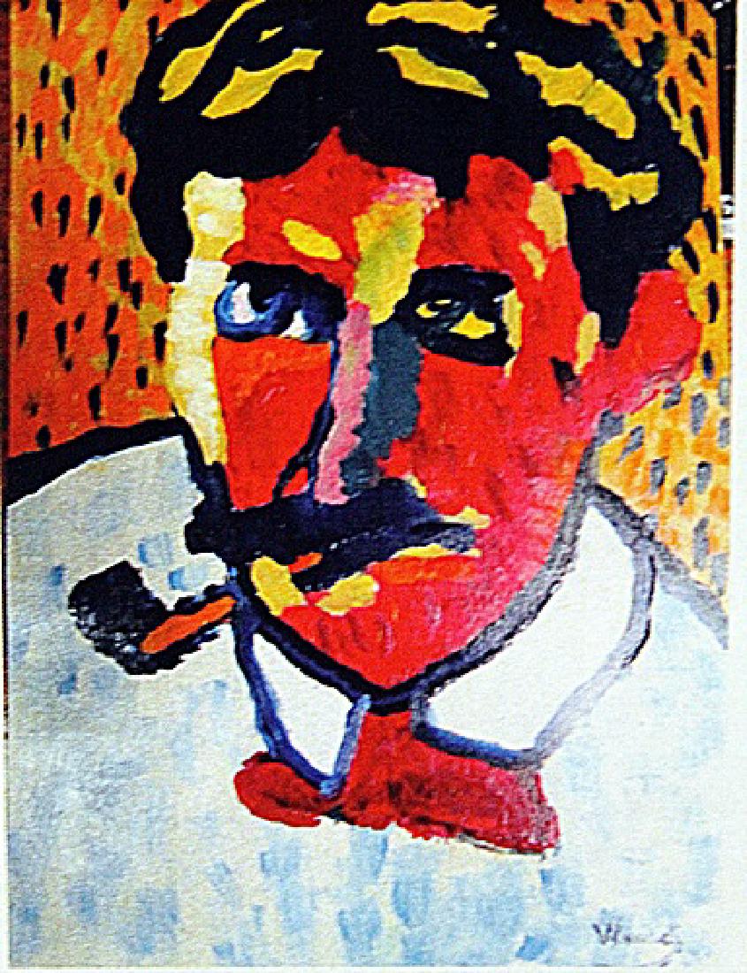 Maurice De Vlaminck - Andre Derain: Oil on paper authentic Maurice De Vlaminck "Andre Derain", circa 1930, private collection, unframed dimensions approximately 12x9. authentic Maurice De Vlaminck (4 April 1876 – 11 October 1958) was