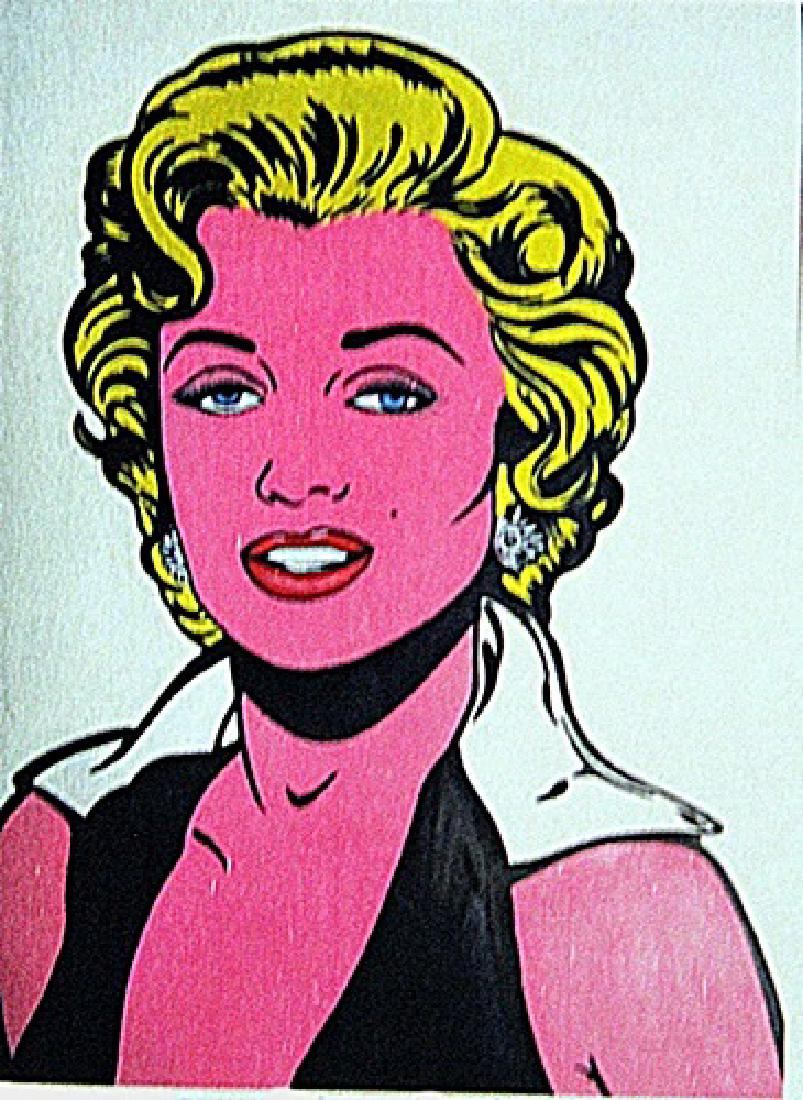 Roy Lichtenstein - Marilyn Monroe: Oil on paper in the manner of Roy Lichtenstein "Marilyn Monroe", circa 1980, private collection, unframed dimensions are approximately 15x11. Roy Fox Lichtenstein (pronounced /?l?kt?n?sta?n/; October