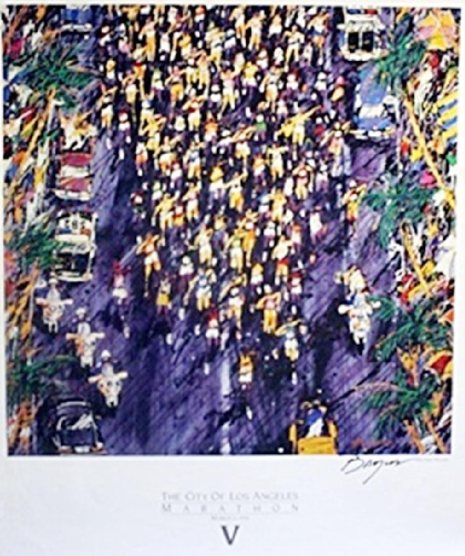 Los Angeles Marathon - LeRoy Neiman: Los Angeles Marathon Michael Bryan. Lithograph, bearing the signature, size approx. 32 x 27 in. Authentic Leroy Neiman (born Leroy Leslie Runquist, June 8, 1921 – June 20, 2012) was an American�