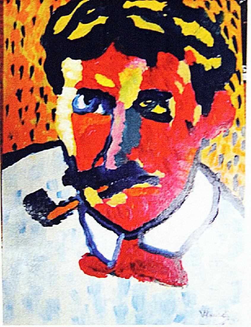 Maurice De Vlaminck - Andre Derain: Oil on paper authentic Maurice De Vlaminck "Andre Derain", circa 1930, private collection, unframed dimensions approximately 12x9. authentic Maurice De Vlaminck (4 April 1876 – 11 October 1958) was