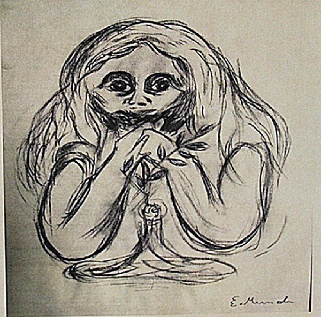 Edvard Munch - Madonna: in the manner of Edvard Munch "Madonna" drawing on paper circa. 1910, private collection approx. 12x8in. in the manner of Edvard Munch was a prolific yet perpetually troubled artist preoccupied with m