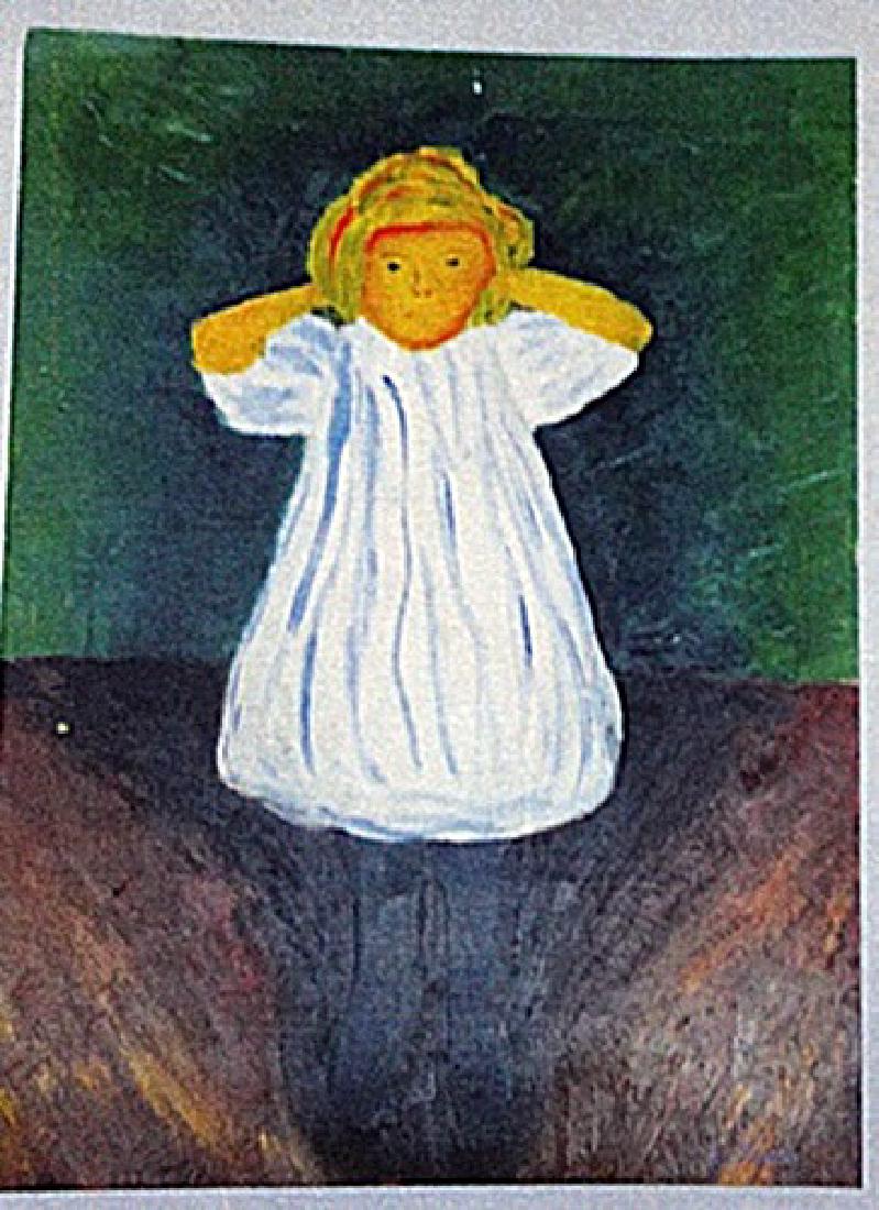 Edvard Munch - The Child: In the manner of in the manner of Edvard Munch "The Child"oil on paper circa. 1910, private collection approx. 11x8in. in the manner of Edvard Munch was a prolific yet perpetually troubled artist preo