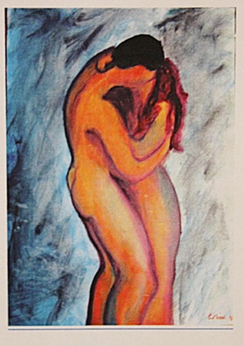 Edvard Munch - Lovers: in the manner of Edvard Munch "Lovers"oil on paper circa. 1898, private collection approx. 16x11in. in the manner of Edvard Munch was a prolific yet perpetually troubled artist preoccupied with matter