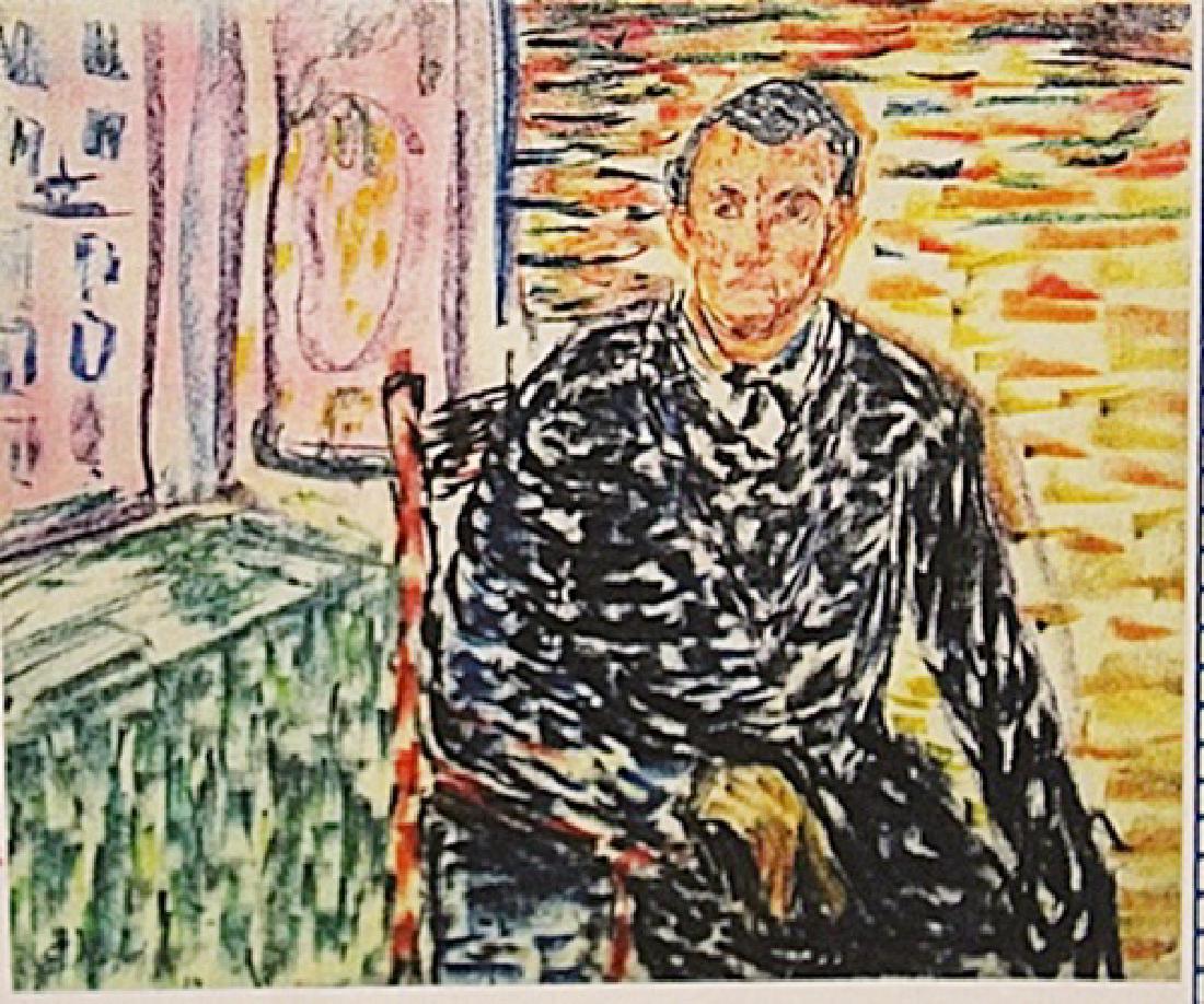 Edvard Munch -Self Portrait: Attributed to in the manner of Edvard Munch "Self Portrait" pastel on paper circa. 1899, private collection approx. 11x9in. in the manner of Edvard Munch was a prolific yet perpetually troubled artist