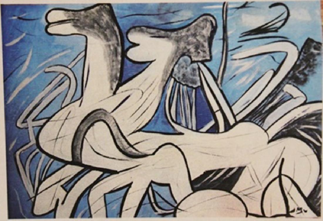 Roberto Matta - The Horses: in the manner of Roberto Matta "The Horses" oil on paper circa. 1945, private collection approx.11x16in.Chilean-born artist Roberto Matta was an international figure whose worldview represented a synt