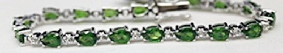 Fancy Silver Bracelet with Russian Chrome Diopside &: Fancy Silver Bracelet with Russian Chrome Diopside & Diamonds (54J) Russian Chrome Diopside and Diamonds twt approx. 20cts.