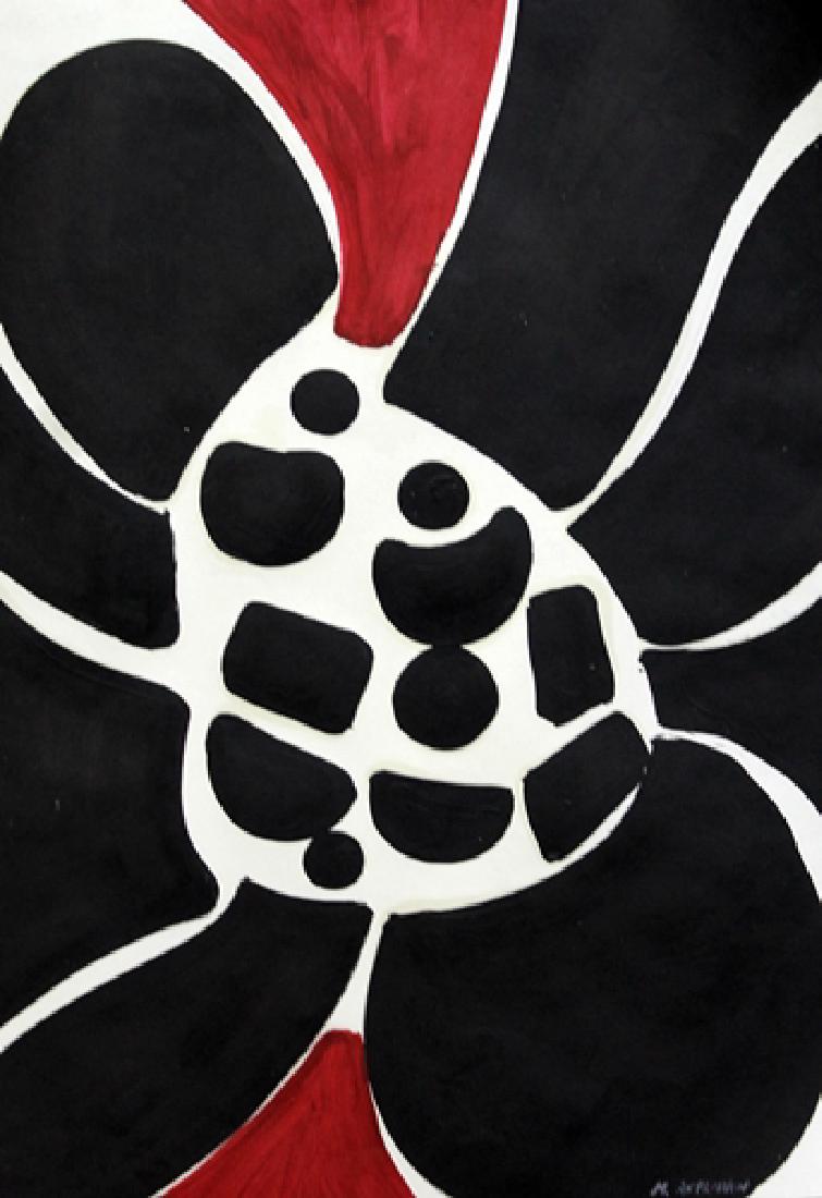 Flower - Max Ackermann - Oil On Paper: Oil on paper in the manner of Max Ackermann, approx. 19x13 in. Max Ackermann was a German painter and graphic artist of abstract works and representational art.