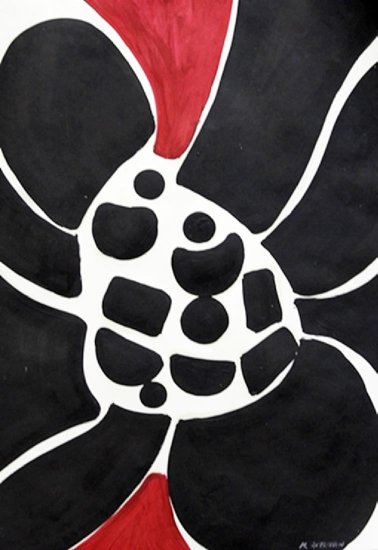 Flower - Max Ackermann - Oil On Paper: Oil on paper in the manner of Max Ackermann, approx. 19x13 in. Max Ackermann was a German painter and graphic artist of abstract works and representational art.