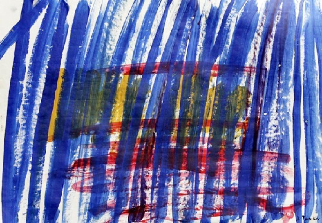 Composition - Jack Tworkov - Oil On Paper: Oil on paper in the manner of Jack Tworkov, approx. 19x13 in. Jack Tworkov was a Polish-born American abstract expressionist painter. Jack Tworkov appeared to be disinterested in painting; he didn’t