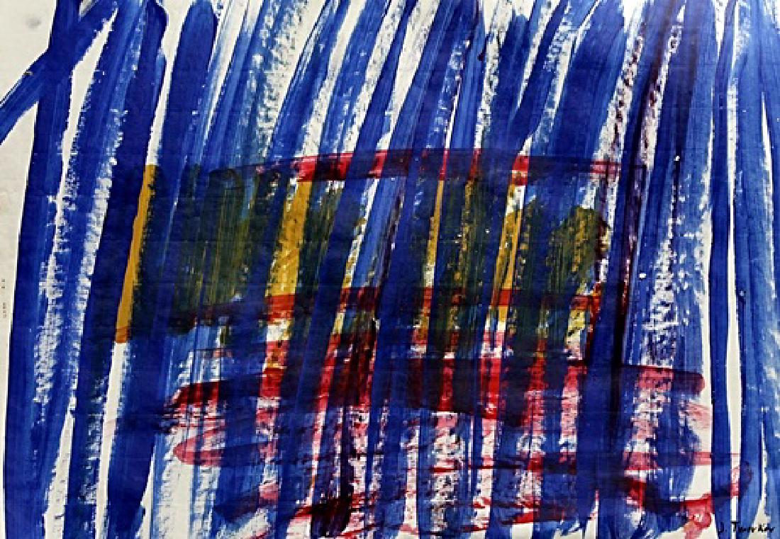 Composition - Jack Tworkov - Oil On Paper: Oil on paper in the manner of Jack Tworkov, approx. 19x13 in. Jack Tworkov was a Polish-born American abstract expressionist painter. Jack Tworkov appeared to be disinterested in painting; he didn’t