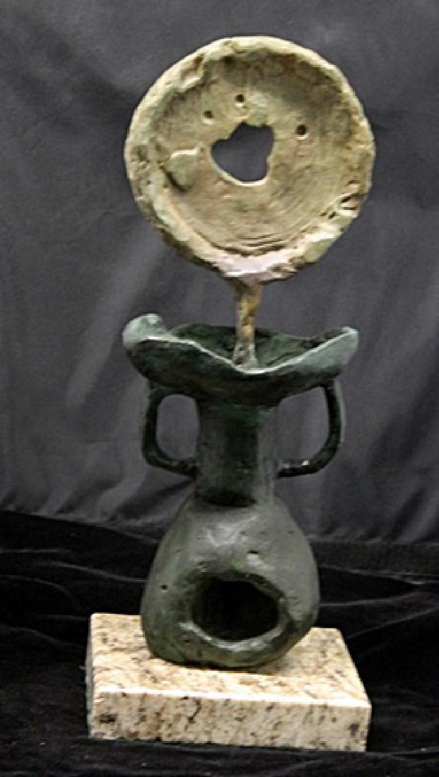 Bronze Sculpture - Joan Miró: In our opinion a work from the artist’s model, originating in his circle and cast during his lifetime or shortly thereafter, in the manner of Joan Miró, Bronze Sculpture on a Marble Base.