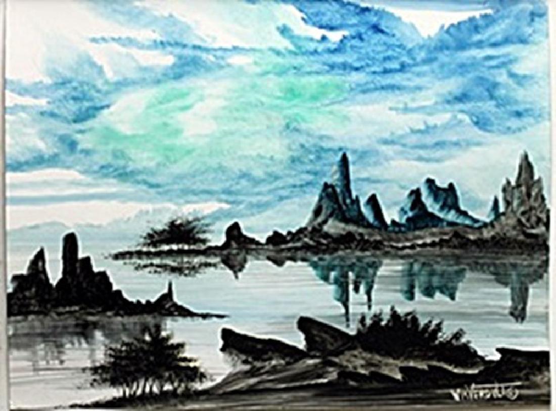 Original "Desert Blues" Oil Painting William Verdult: Original oil painting, signed, W.M. Verdult, Size Approx. 22" x 28" in.