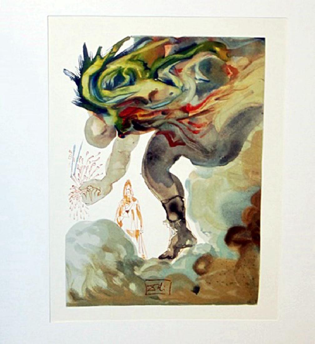 Dali "Hell Canto 31" The Divine Comedy: Authentic plate signed wood block print by Salvador Dali from the Divine Comedy Series. Salvador Domingo Felipe Jacinto Dalí i Domènech, Marqués de Dalí de Púbol, known professionally as Salvador