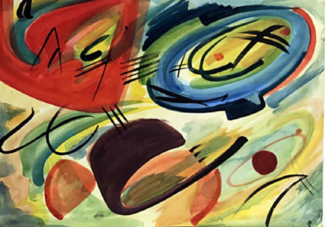 Composition - Wassily Kandinsky - Watercolor On Paper: Watercolor on paper by Wassily Kandinsky, approx. 20x14 in. Wassily Wassilyevich Kandinsky was a Russian painter and art theorist. He is credited with painting one of the first recognised purely abstr