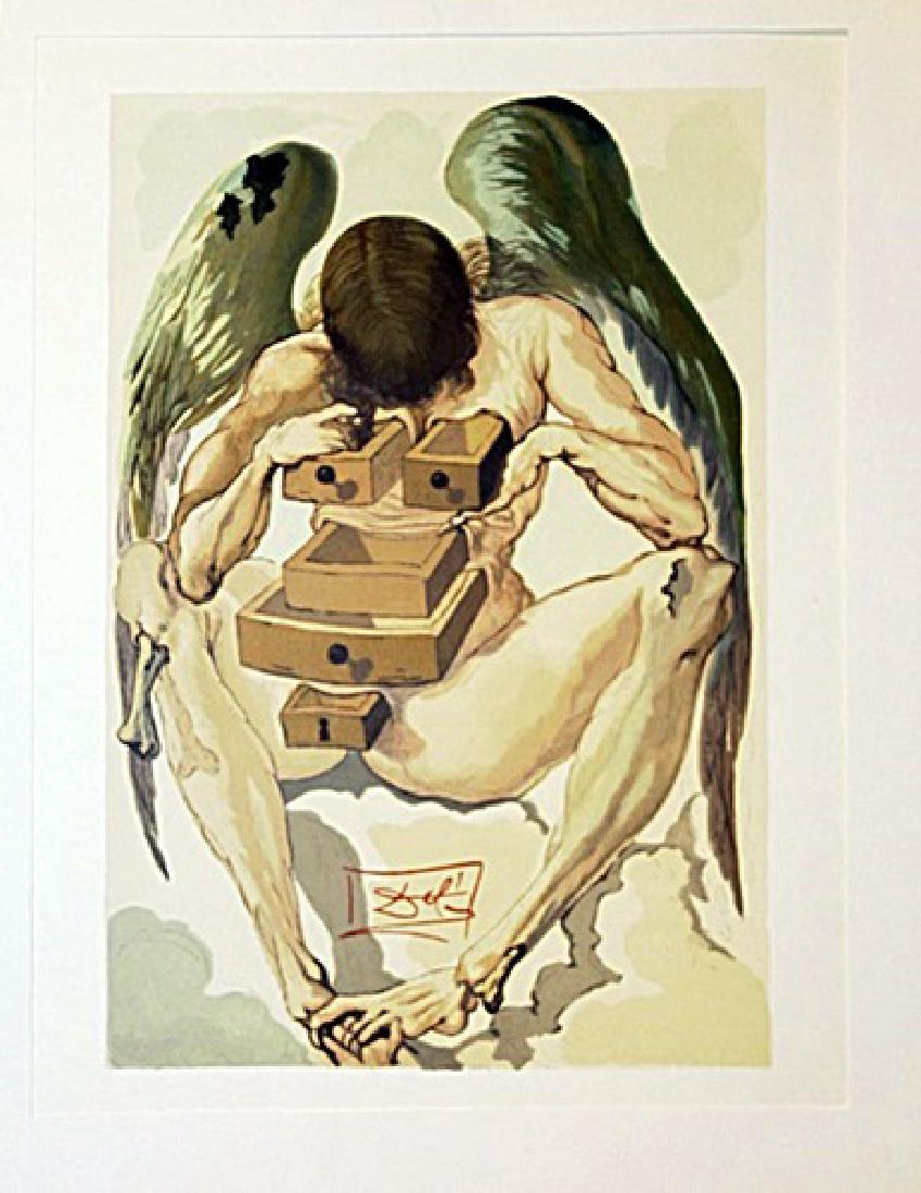 Dali "Purgatory Canto 1" The Divine Comedy: Authentic plate signed wood block print by Salvador Dali from the Divine Comedy Series. Salvador Domingo Felipe Jacinto Dalí i Domènech, Marqués de Dalí de Púbol, known professionally as Salvador