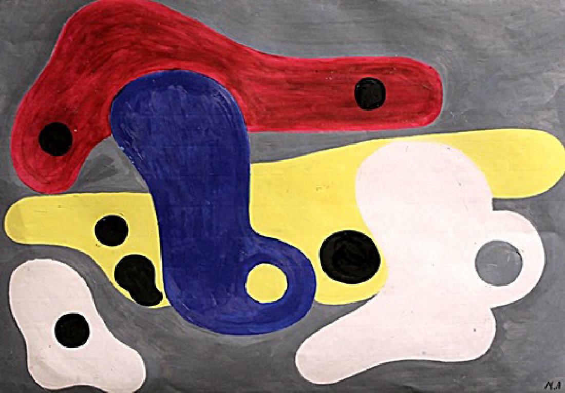 Max Ackermann - Oil On Paper: Oil on paper by Max Ackermann, approx. 19x13 in. Max Ackermann was a German painter and graphic artist of abstract works and representational art.