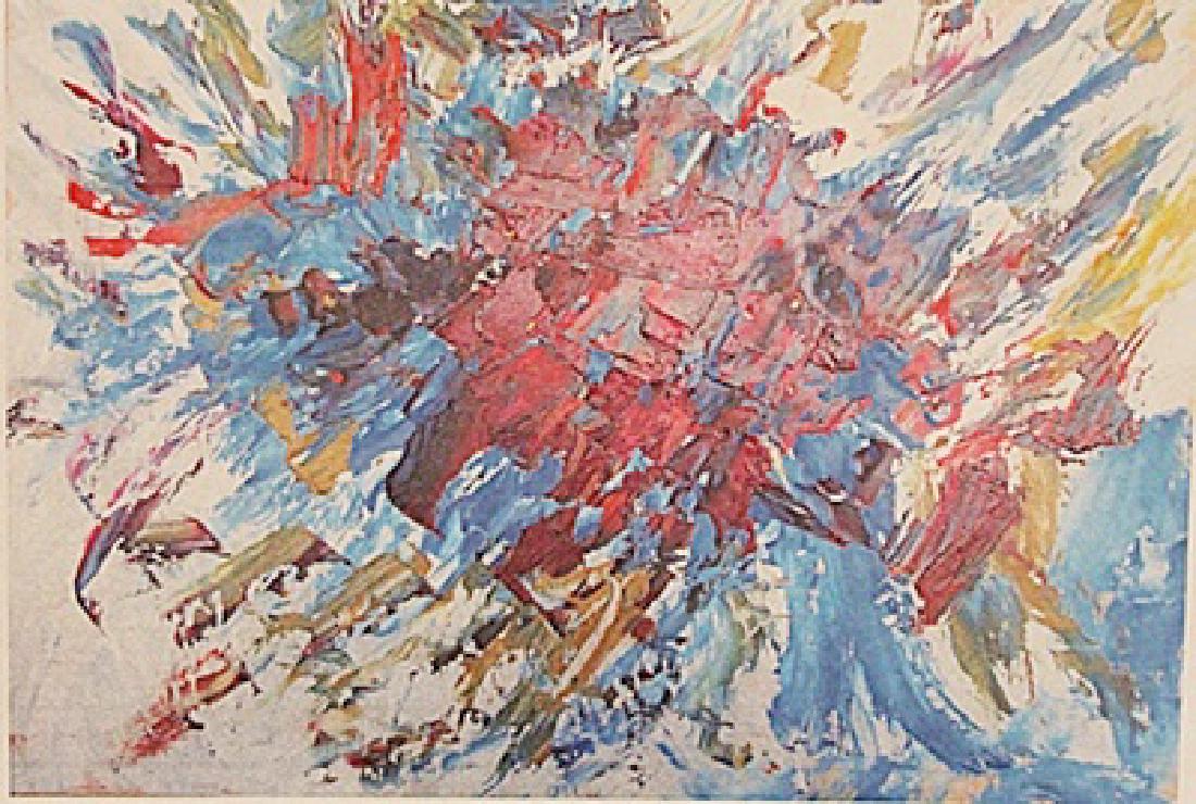 Joan Mitchell - Improvisation: Joan Mitchell "Improvisation" oil on paper circa. 1970, private collection approx. 19x13in. in the manner of Joan Mitchell is known for the compositional rhythms, bold coloration, and sweeping gestura