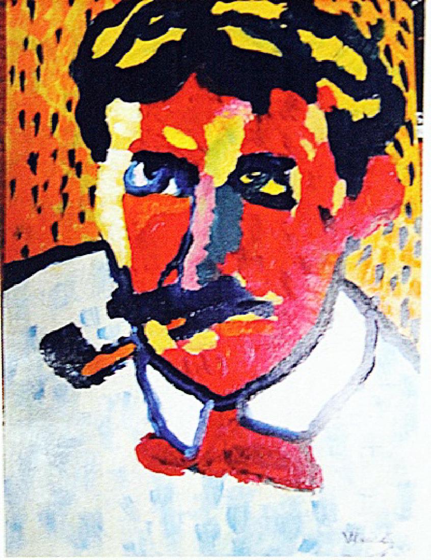 Maurice De Vlaminck - Andre Derain: Oil on paper authentic Maurice De Vlaminck "Andre Derain", circa 1930, private collection, unframed dimensions approximately 12x9. authentic Maurice De Vlaminck (4 April 1876 – 11 October 1958) was