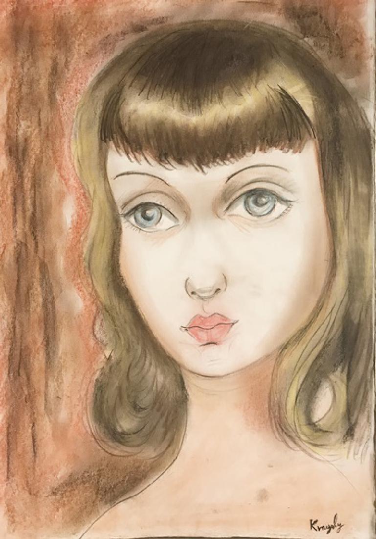 Portrait Cristine - Moise Kisling - Pastel On Paper: Pastel on paper by Moise Kisling, approx. 19x13 in. Moïse Kisling, born Moj?esz Kisling, was a Polish-born French painter. He moved to Paris in 1910 at the age of 19, and became a French citizen in 1