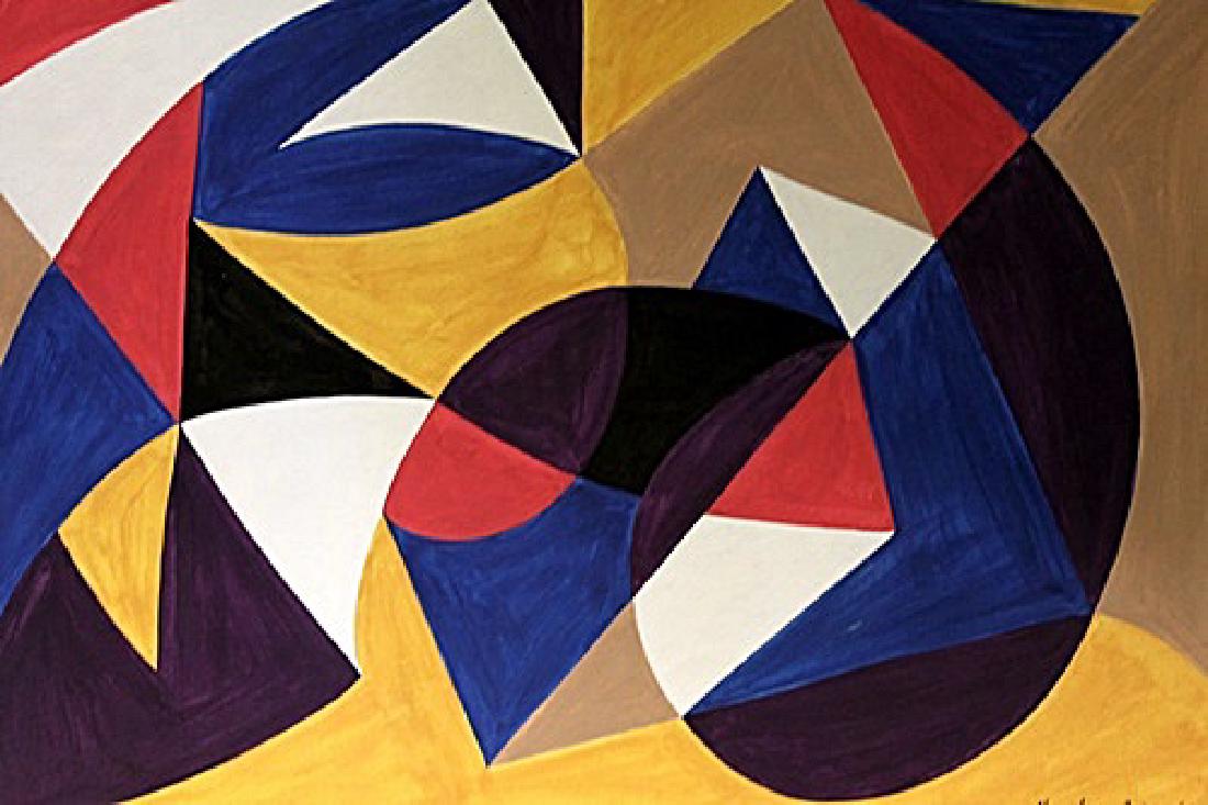 Geometric Composition - Alexander Archipenko -: Watercolor on paper by Alexander Archipenko, approx. 20x14 in. Alexander Porfyrovych Archipenko was a Ukrainian-born American avant-garde artist, sculptor, and graphic artist.