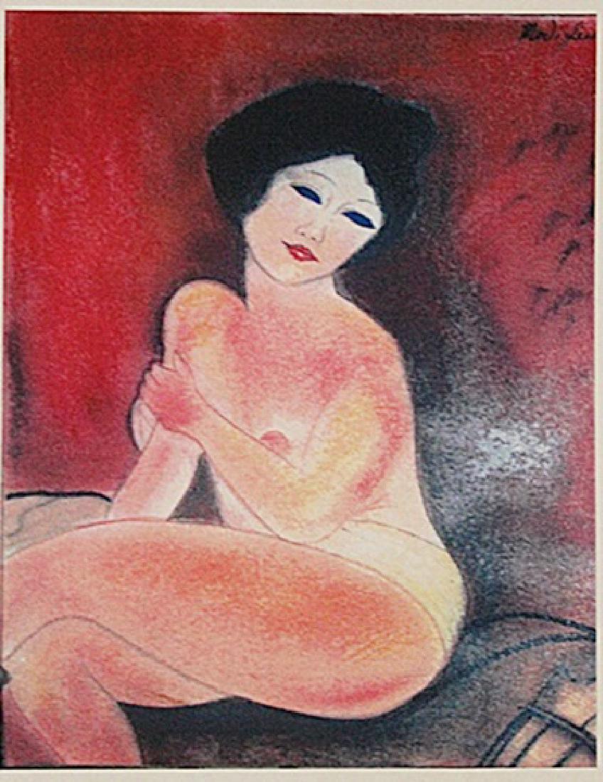 Amedeo Modigliani - Nude: in the manner of Amedeo Modigliani "Nude" pastel on paper circa. 1919, private collection approx. 19x13in. A central participant in the Ecole de Paris, Modigliani modernized two of the enduring themes