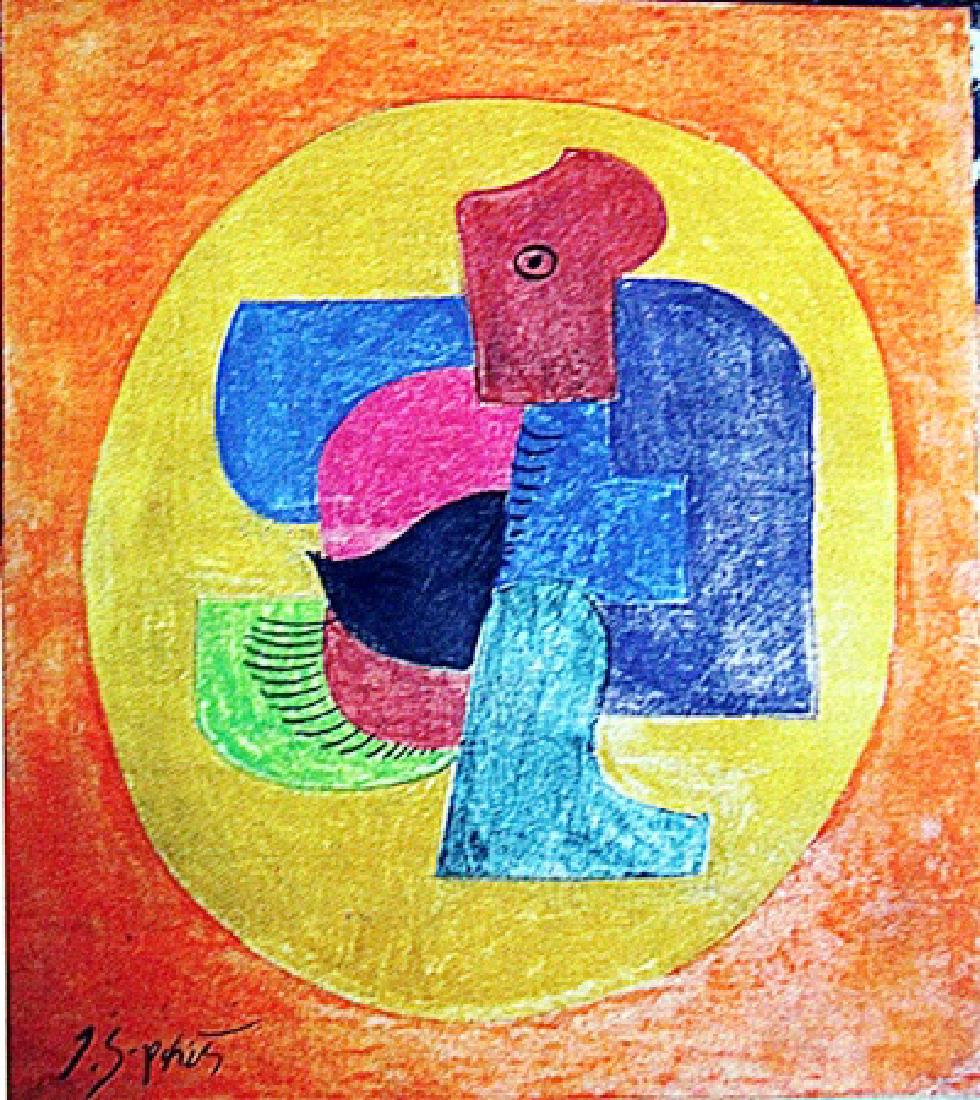 Jacques Lipchitz: Pastel on paper in the manner of Jacques Lipchitz "Composition", circa 1918, private collection, unframed dimensions approximately 18x13. in the manner of Jacques Lipchitz (22 August [O.S. 10 August]