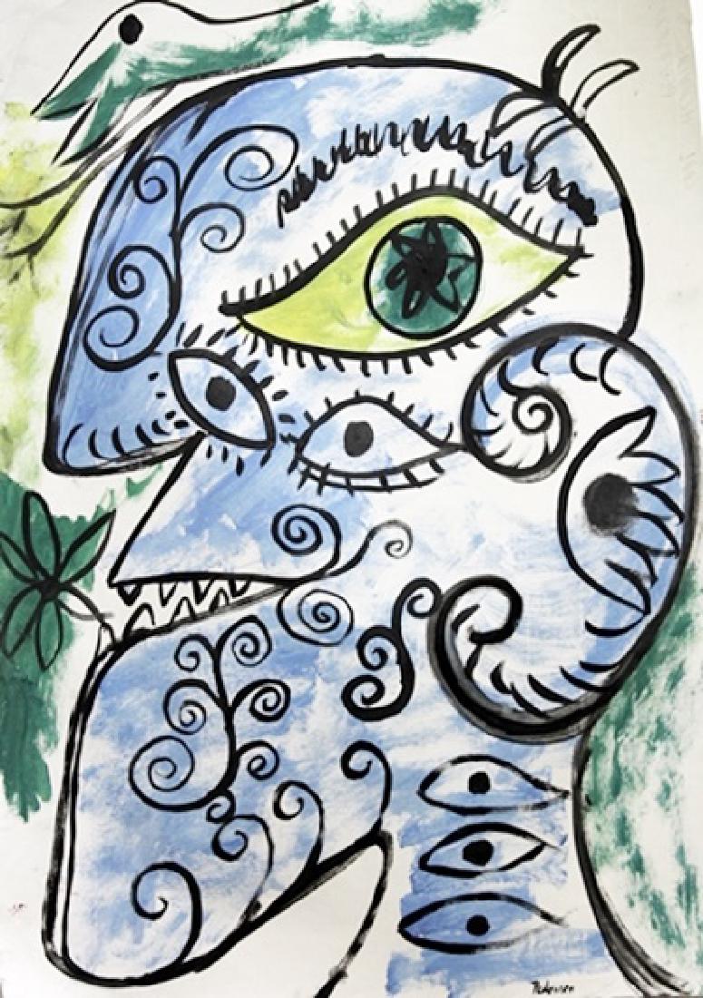 Old Man - Carl Henning Pedersen - Oil On Paper: Oil on paper by Carl Henning Pedersen, approx. 19x13 in. Carl-Henning Pedersen was a Danish painter and a key member of the COBRA movement. He was known as the "Scandinavian Chagall", and was one of t