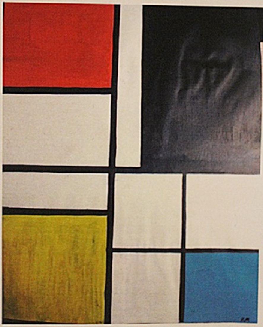 Piet Mondrian - Composition: in the manner of Piet Mondrian "Composition" oil on paper circa. 1940, private collection approx. 19x14in. in the manner of Piet Mondrian , one of the founders of the Dutch modern movement De Stijl, i