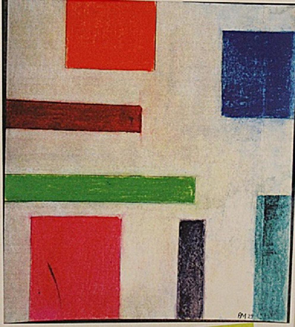 Piet Mondrian - Composition: in the manner of Piet Mondrian "Composition" pastel on paper circa. 1920, private collection approx. 15x13in. in the manner of Piet Mondrian , one of the founders of the Dutch modern movement De Stijl