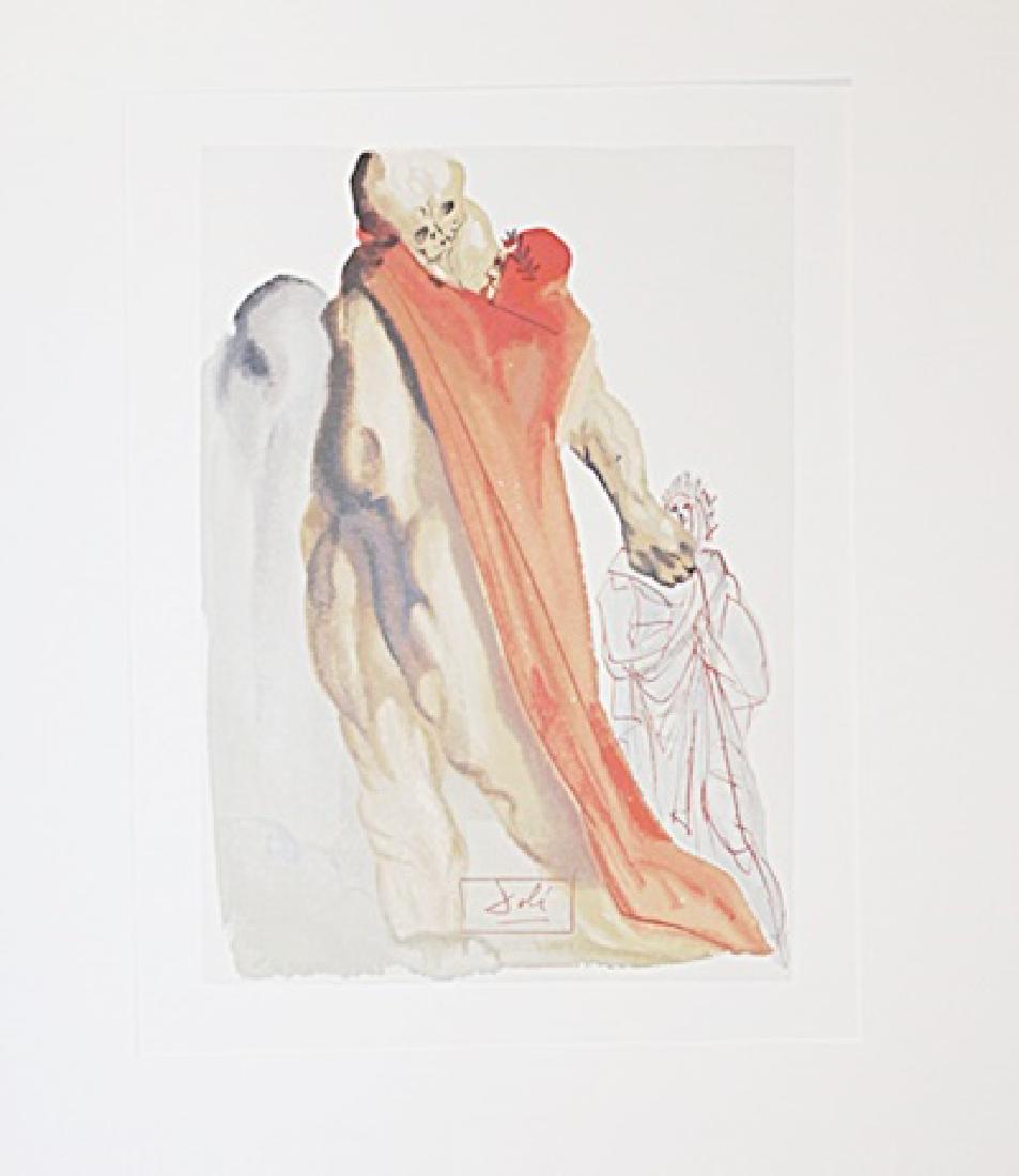 Dali "Purgatory Canto 5" The Divine Comedy: Authentic plate signed wood block print by Salvador Dali from the Divine Comedy Series. Salvador Domingo Felipe Jacinto Dalí i Domènech, Marqués de Dalí de Púbol, known professionally as Salvador