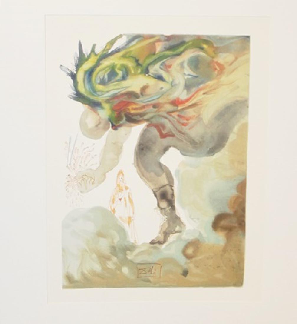 Dali "Hell Canto 31" The Divine Comedy: Authentic plate signed wood block print by Salvador Dali from the Divine Comedy Series. Salvador Domingo Felipe Jacinto Dalí i Domènech, Marqués de Dalí de Púbol, known professionally as Salvador