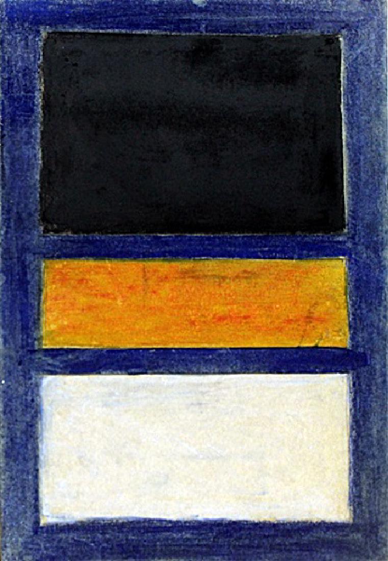 Blue, Black, and Yellow 1950' Mark Rothko: in the manner of Mark Rothko, Pastel Drawing on Paper, Unsigned, Size Approx. 19 x 13 inches