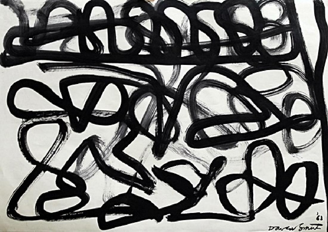 Oil On Paper - David Smith: Oil on paper by David Smith, approx. 19x13 in. Roland David Smith was an American abstract expressionist sculptor and painter, best known for creating large steel abstract geometric sculptures.