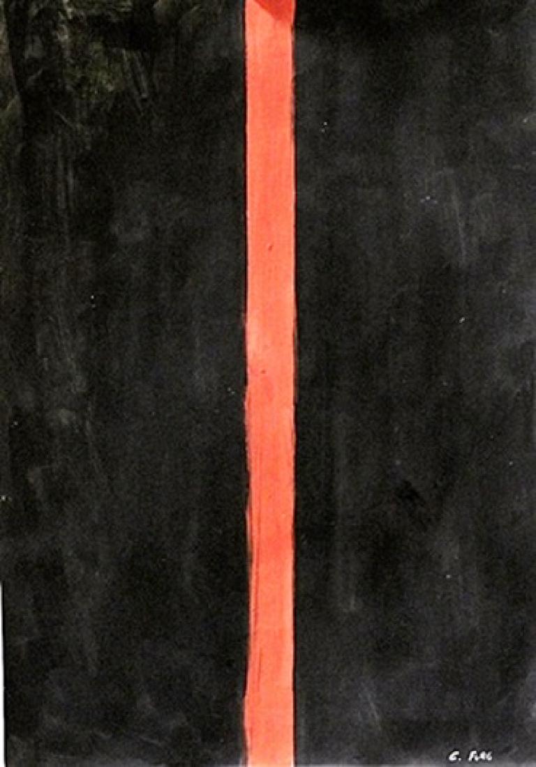Red Line - Gunther Forg - Oil On Paper: Oil on paper by Gunther Forg, approx. 19x13 in. Gunther Forg was a German painter, graphic designer, sculptor and photographer. His abstract style was influenced by American abstract painting.
