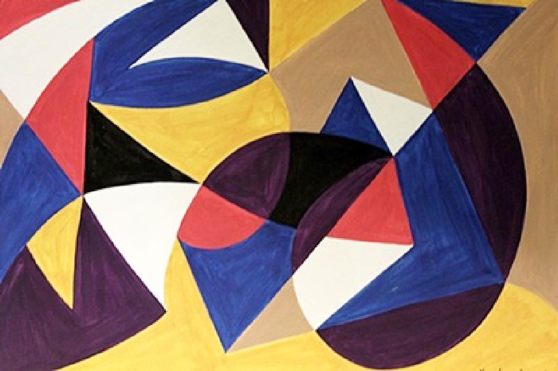 Geometric Composition - Alexander Archipenko -: Watercolor on paper by Alexander Archipenko, approx. 20x14 in. Alexander Porfyrovych Archipenko was a Ukrainian-born American avant-garde artist, sculptor, and graphic artist.