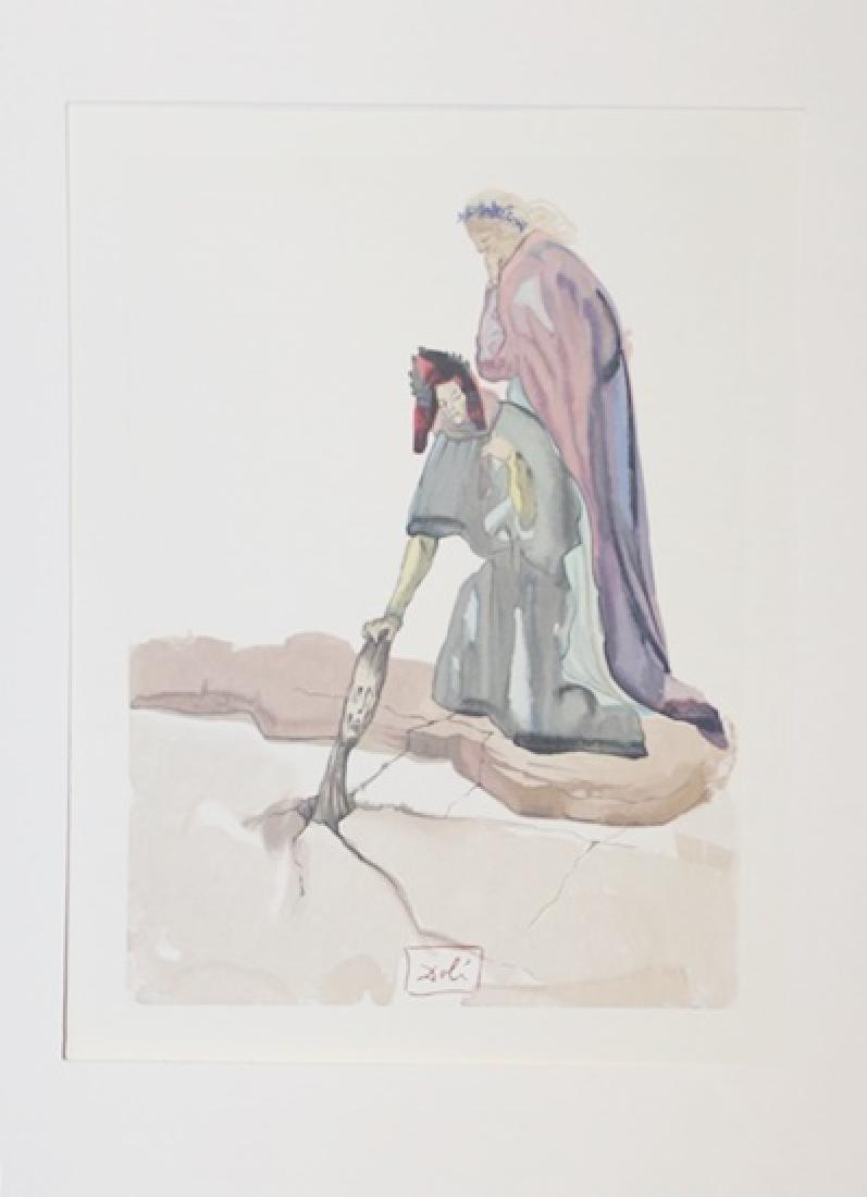 Dali "Hell Canto 32" The Divine Comedy: Authentic plate signed wood block print by Salvador Dali from the Divine Comedy Series. Salvador Domingo Felipe Jacinto Dalí i Domènech, Marqués de Dalí de Púbol, known professionally as Salvador
