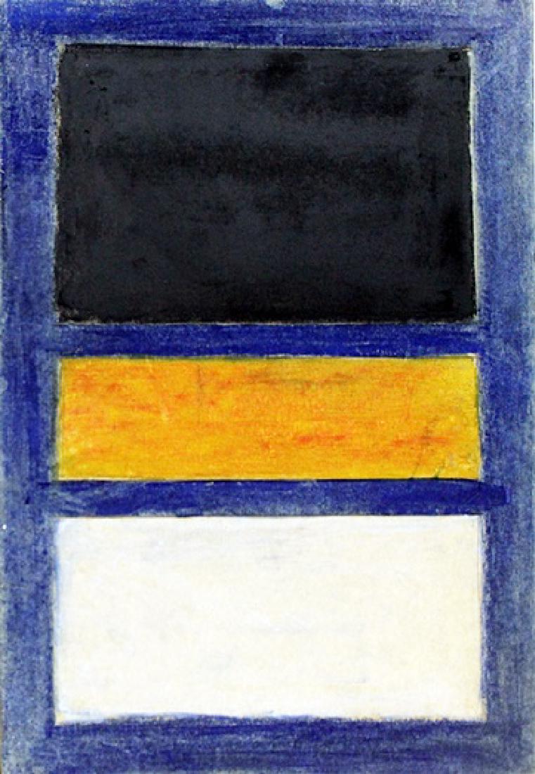 Blue, Black, and Yellow 1950' Mark Rothko: in the manner of Mark Rothko, Pastel Drawing on Paper, Unsigned, Size Approx. 19 x 13 inches