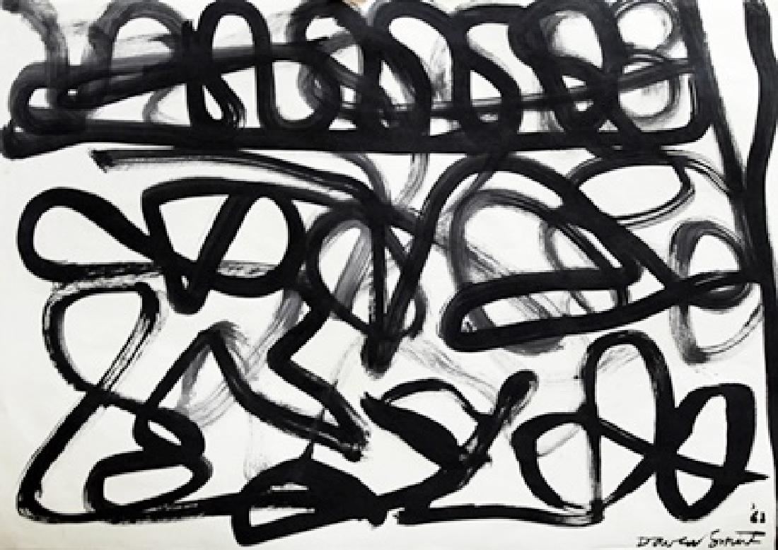 Oil On Paper - David Smith: Oil on paper by David Smith, approx. 19x13 in. Roland David Smith was an American abstract expressionist sculptor and painter, best known for creating large steel abstract geometric sculptures.