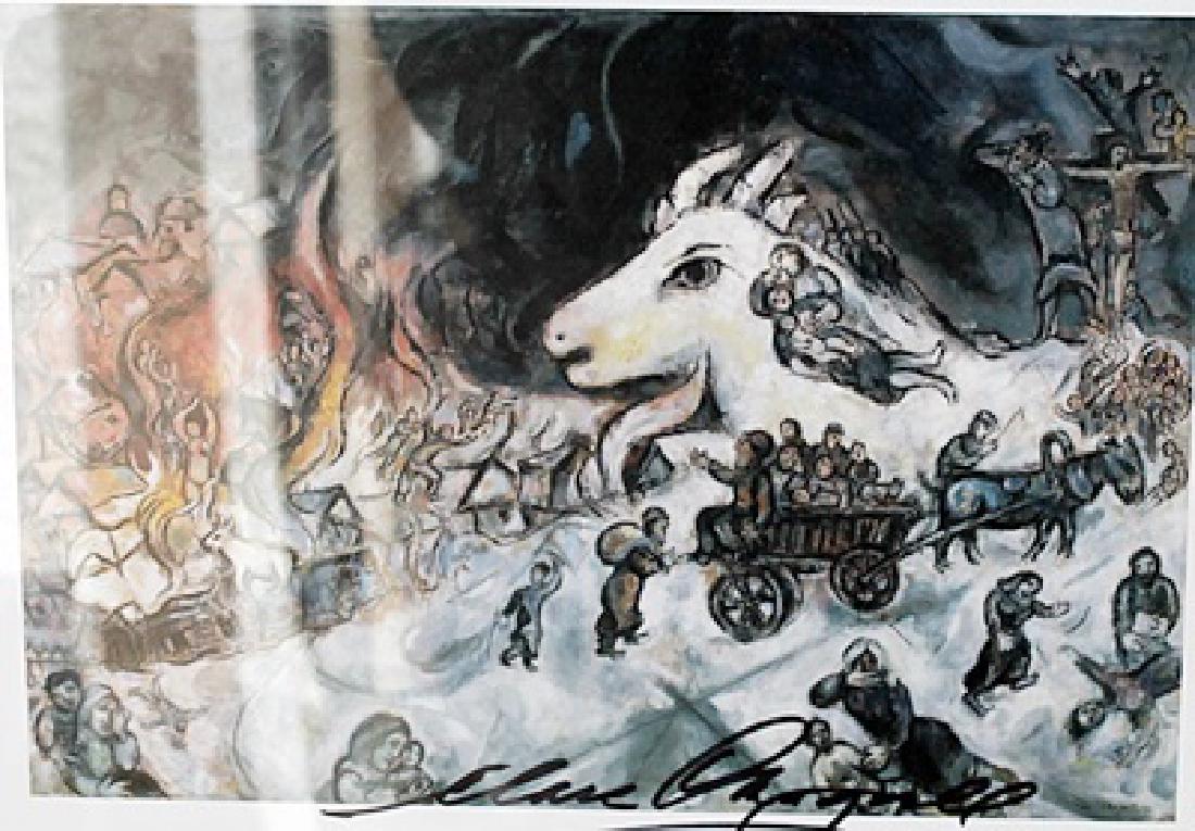 War - Marc Chagall - Lithograph: Lithograph from Daphnis and Chloe by Marc Chagall. Marc Chagall's poetic, figurative style made him one of most popular modern artists, while his long life and varied output made him one of the most i