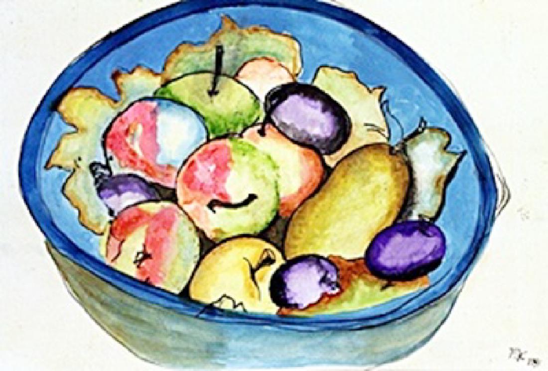 Fruitas 1940' Frida Kahlo: In the manner of Frida Kahlo, Watercolor Painting on Paper, bearing the signature Size Approx. 11 x 9