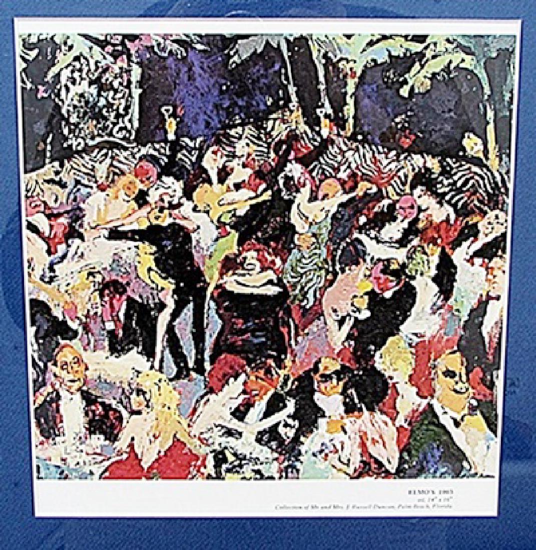 Elmo's 1965 - Leroy Neiman - Lithograph: lithograph in the manner of Leroy Neiman. LeRoy Neiman was an American artist known for his brilliantly colored, expressionist paintings and screen prints of athletes, musicians, and sporting events.