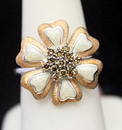 Fancy Silver Flower Shape Ring with Cognac Diamonds