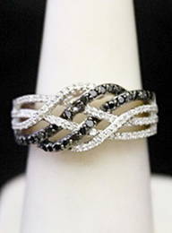 Gorgeous Silver Cocktail Ring with Black & White