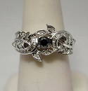 Lavish Black, White & Baguette Diamonds Silver Ring
