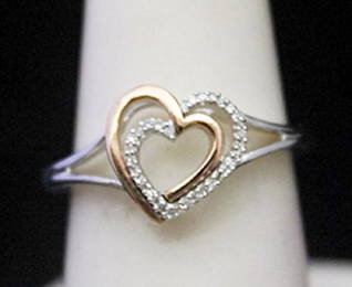 Lady's Fancy 14kt over Silver Double Heart Ring with