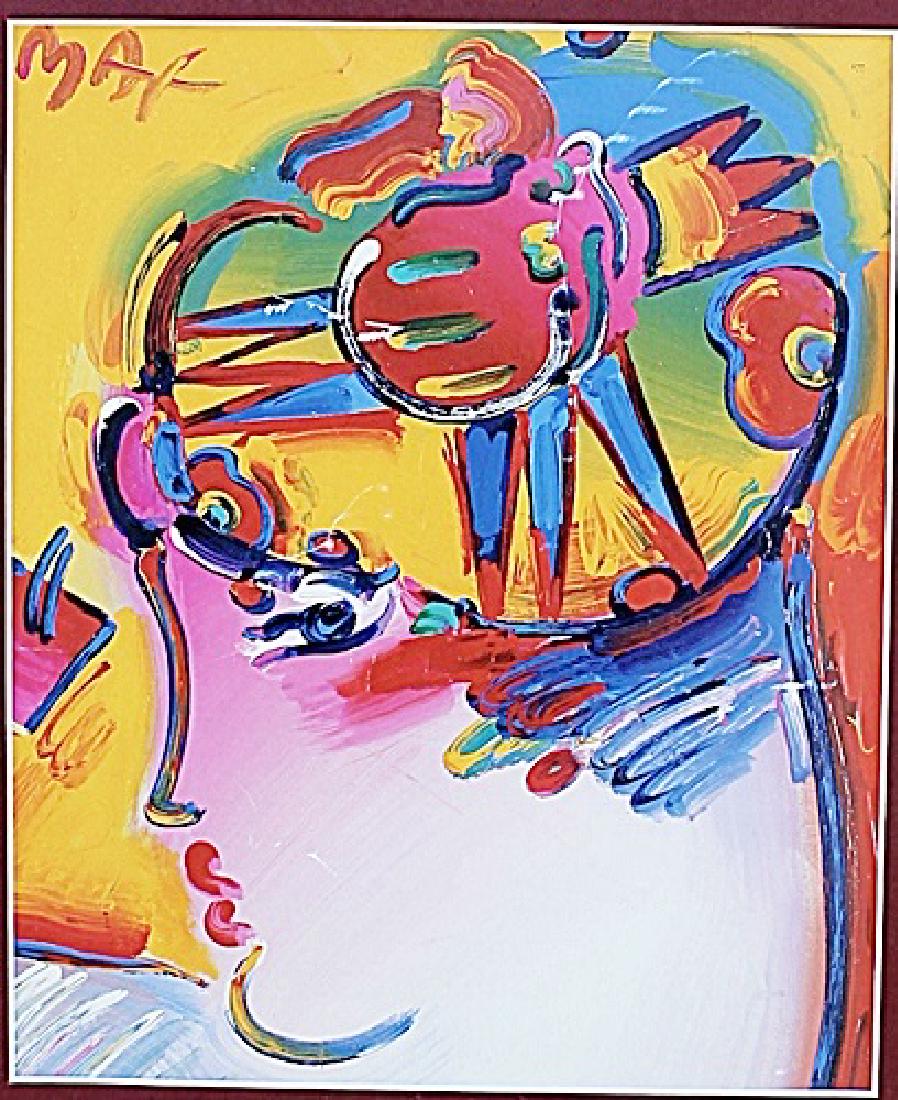 Peter Max - Lithograph 242U: lithograph in the manner of Peter Max. Peter Max is an American artist known for using bright colors in his work. Max synthesized the "Summer of Love" into artworks from canvas to mugs, clocks, scarve