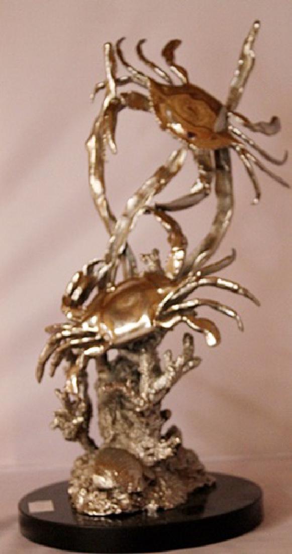 King Crabs - Silver Sculpture with Marble Base: Silver Sculpture on a Marble Base, Spi Gallery, Size Approx. 15" x 8" x 10" in.